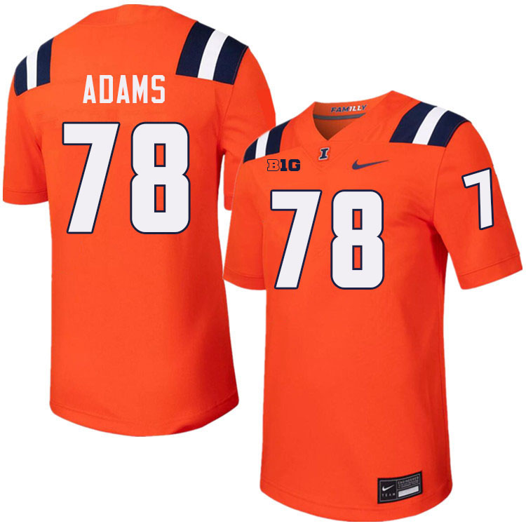 #78 Isaiah Adams Illinois Fighting Illini Football Jersey,Uniforms-Orange